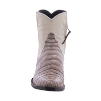 Ladies Short Dark Natural Caiman Belly Bone Kidskin Boot
