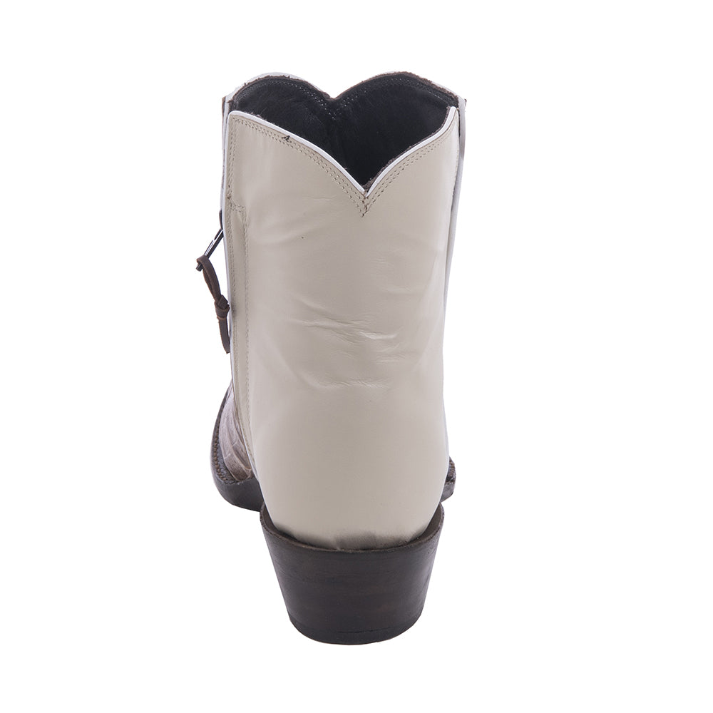 Ladies Short Dark Natural Caiman Belly Bone Kidskin Boot