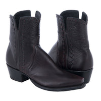 Ladies Short Black Cherry Goat Half Black Buckstitch Boot
