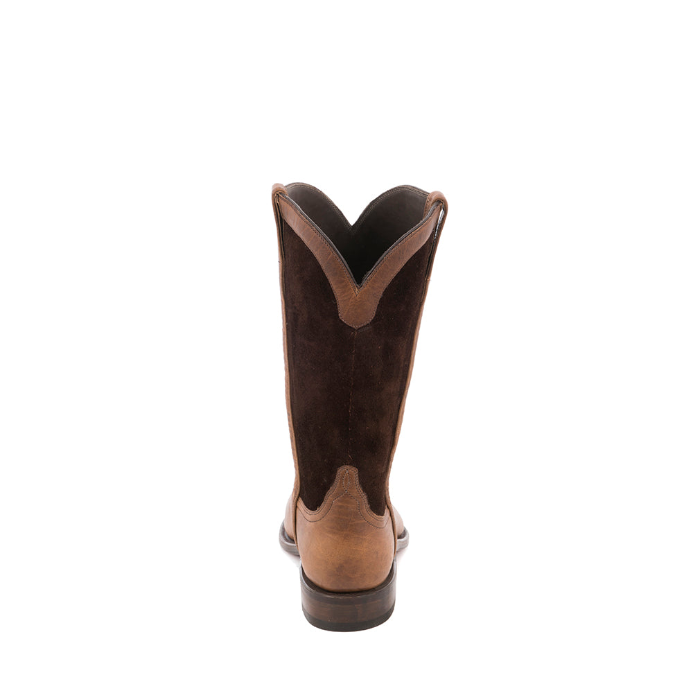 Men's Cognac Bison Chocolate Roughout Roper Boots