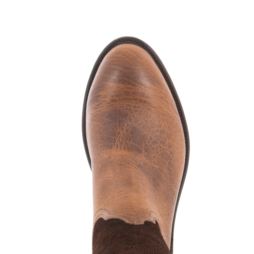 Men's Cognac Bison Chocolate Roughout Roper Boots