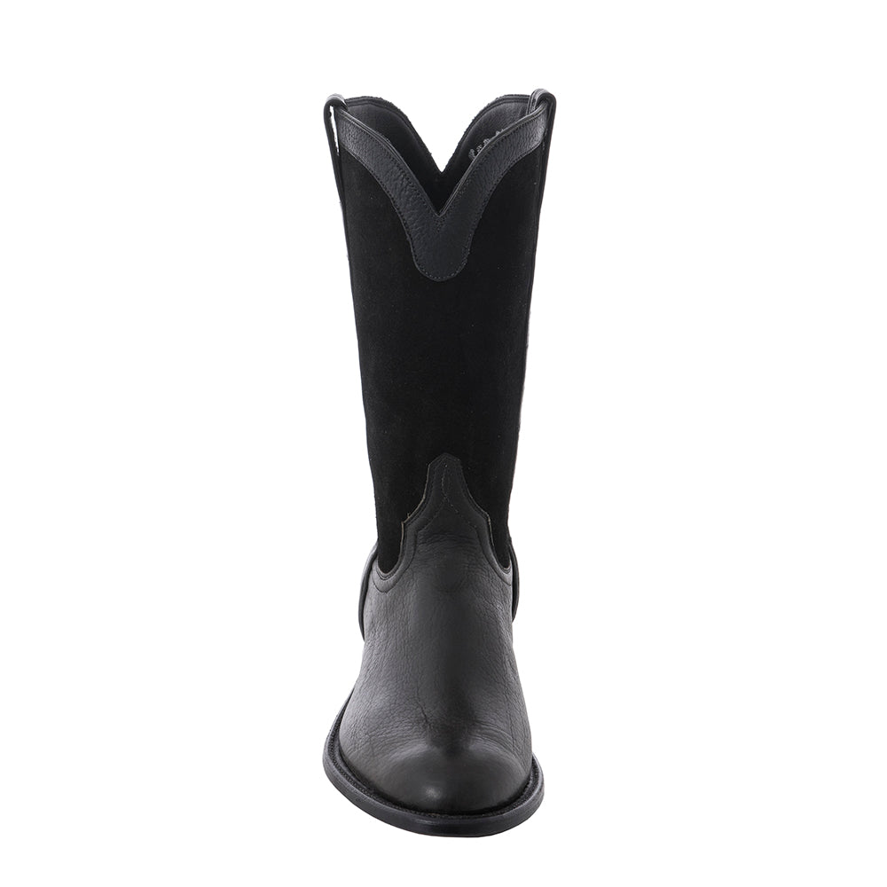 Men's Roper Black Bison and Black Roughout with Covered Side Seam