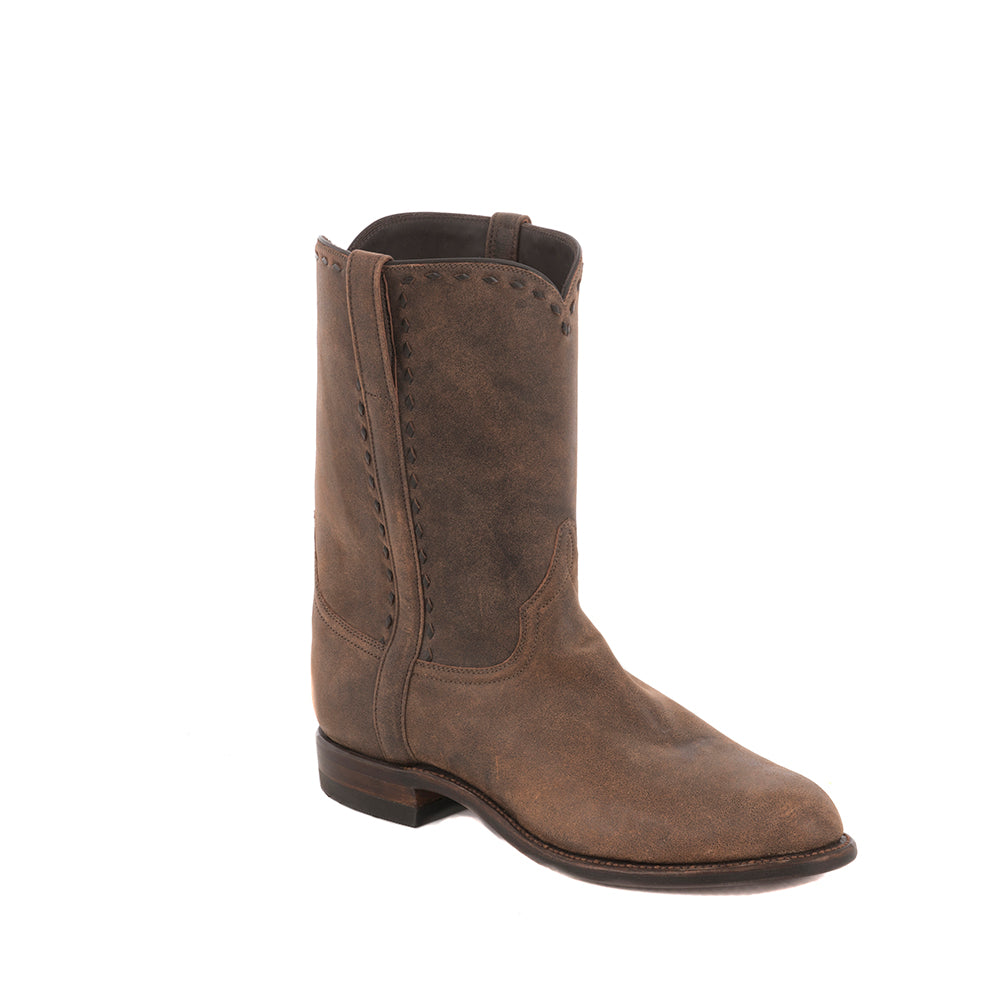 Men's Brown Bomber Buckstitched Roper Boot