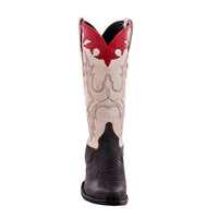 Ladies 13" Distressed Tan Lizard Pearl Goat Old Nugget Cowboy Boot