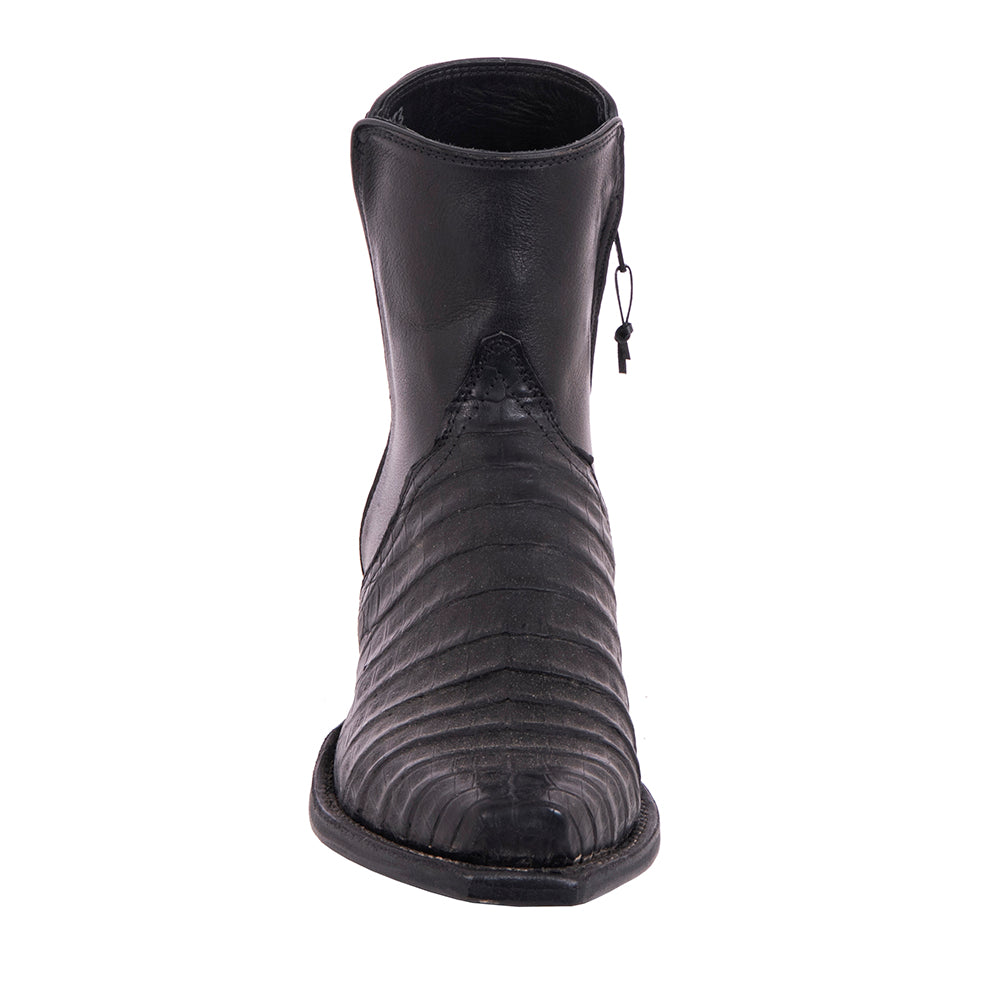 Men's Black Caiman and Aniline Short Boot