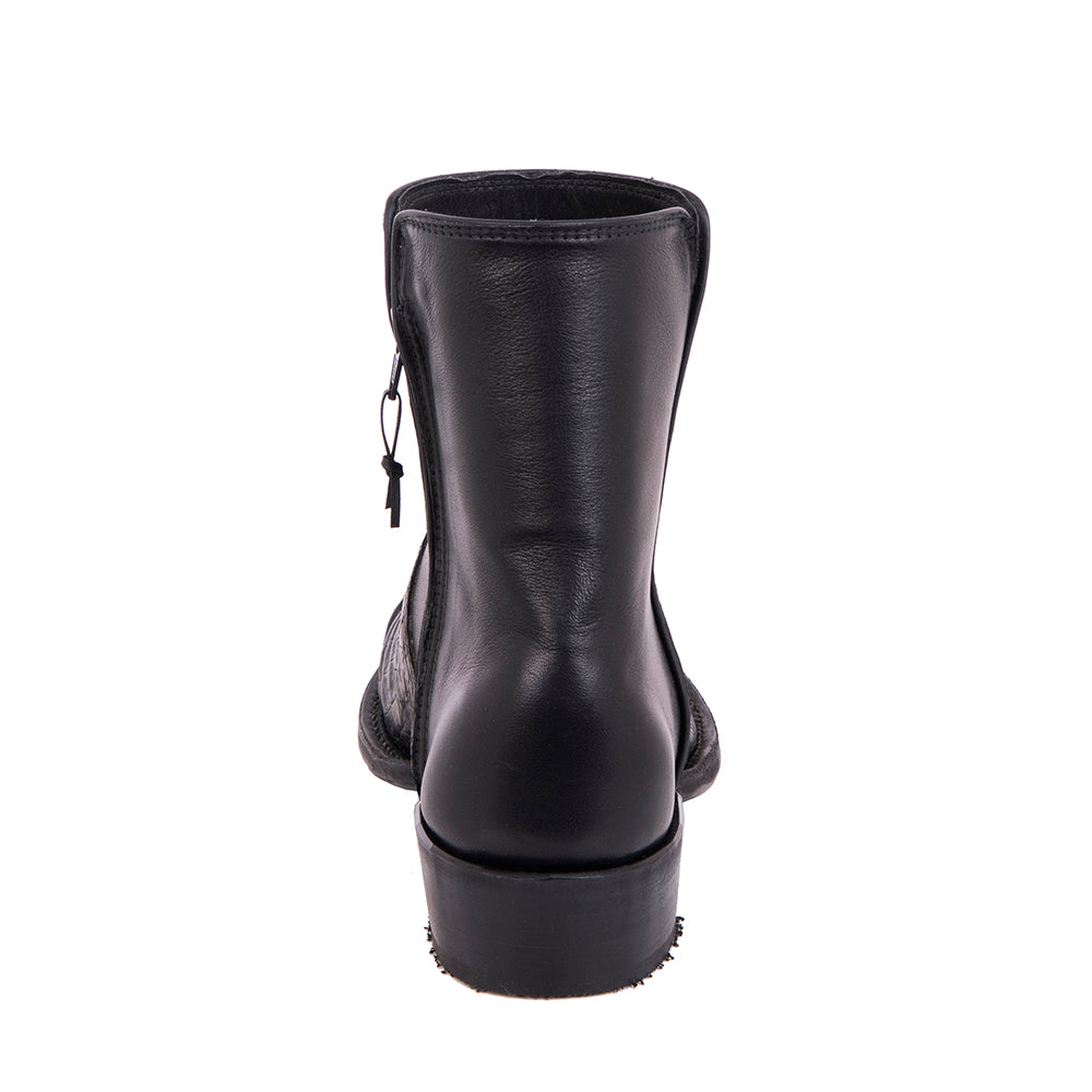 Men's Black Caiman and Aniline Short Boot