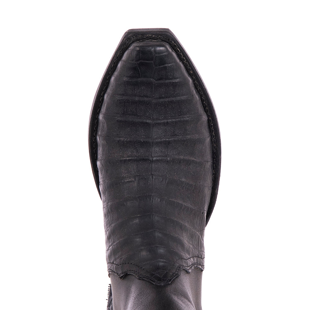 Men's Black Caiman and Aniline Short Boot