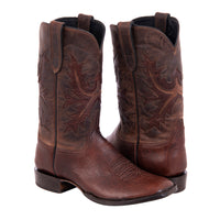 Men's Mocha Bison and Canella Goat Fern Inlay Cowboy Boot