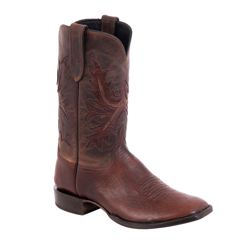 Men's Mocha Bison and Canella Goat Fern Inlay Cowboy Boot