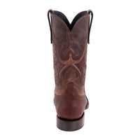 Men's 12" Mocha Bison Canella Goat Fern Inlay Cowboy Boot with Heavy Sole and Spur Lip