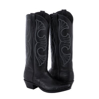 Ladies Black Lizard Diablo Swan Stitch Cowboy Boot