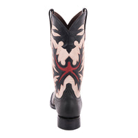 Men's Grey Distressed Lizard and White Goat Fern Inlay Cowboy Boot