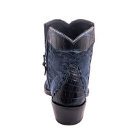 Ladies Short Zip Navy Break 2 Tone Blue Nile Wingtip, Half Collar Full Buckstitch