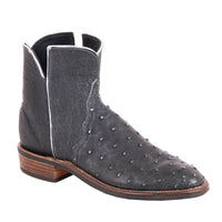 Ladies Overwash Denim Full Quill/Smooth Ostrich Roper Boot