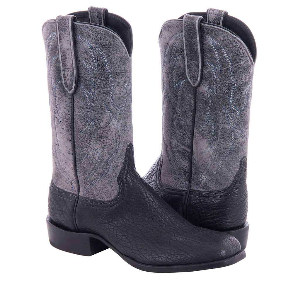 Men's 12" Black Shark Grey Break Crown Cowboy Boot