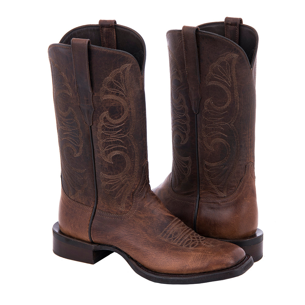 Ladies' Canella Goat Swan Stitch Pattern Square Toe Cowboy Boot with Mini Vibram