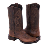 Ladies' Canella Goat Swan Stitch Pattern Square Toe Cowboy Boot with Mini Vibram