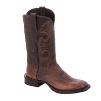 Ladies' Canella Goat Swan Stitch Pattern Square Toe Cowboy Boot with Mini Vibram