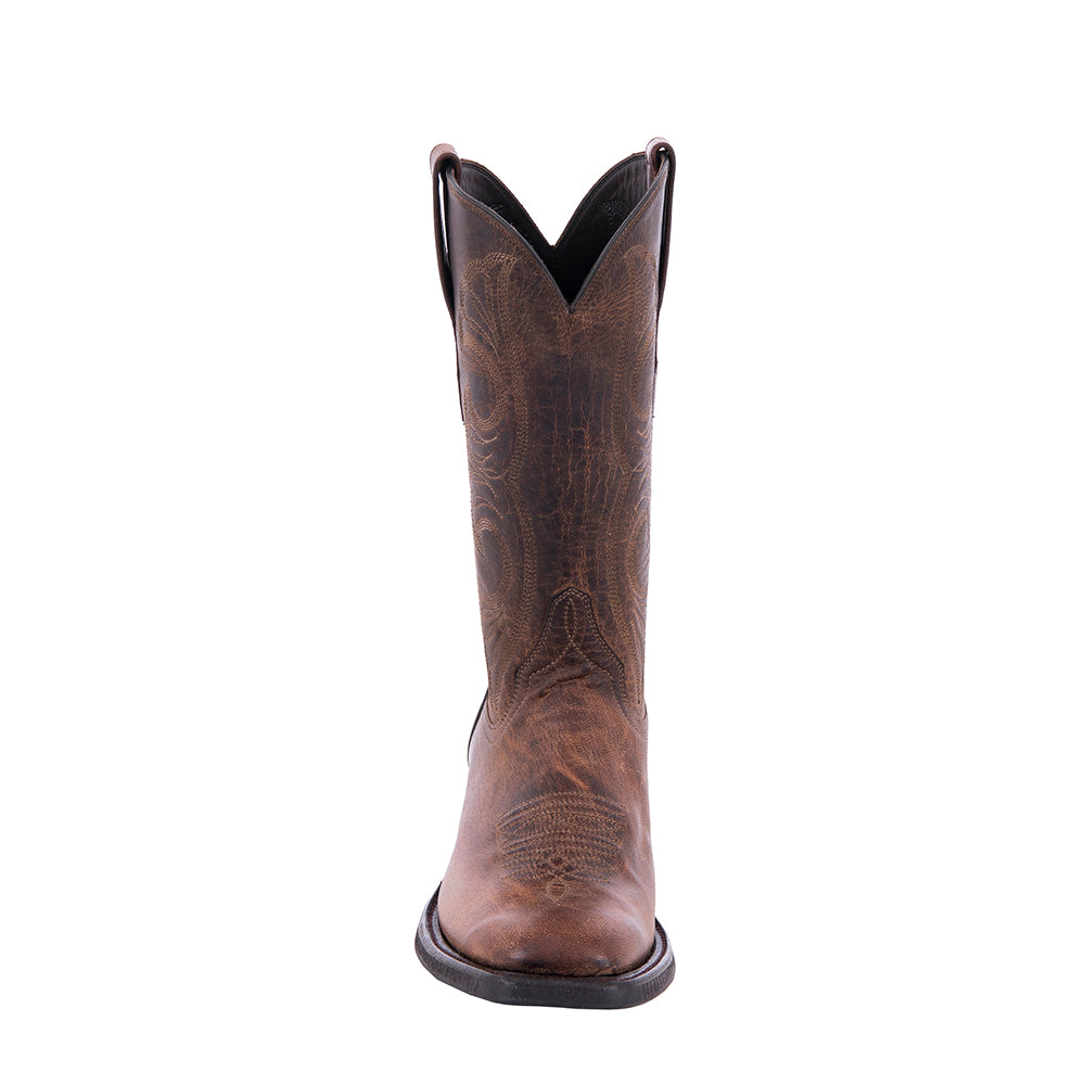 Ladies' Canella Goat Swan Stitch Pattern Square Toe Cowboy Boot with Mini Vibram