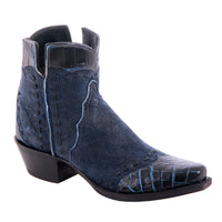 Ladies Short Zip Navy Break 2 Tone Blue Nile Wingtip, Half Collar Full Buckstitch