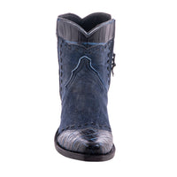 Ladies Short Zip Navy Break 2 Tone Blue Nile Wingtip, Half Collar Full Buckstitch