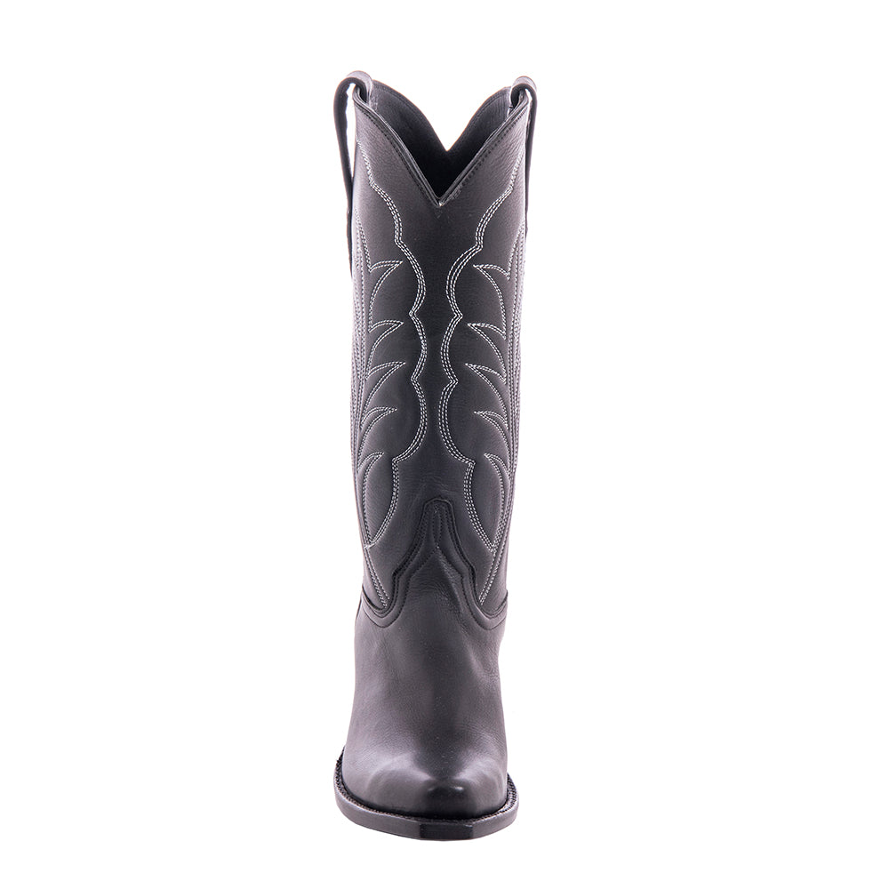 Ladies 13" Black Aniline White Winn Cowboy Boot