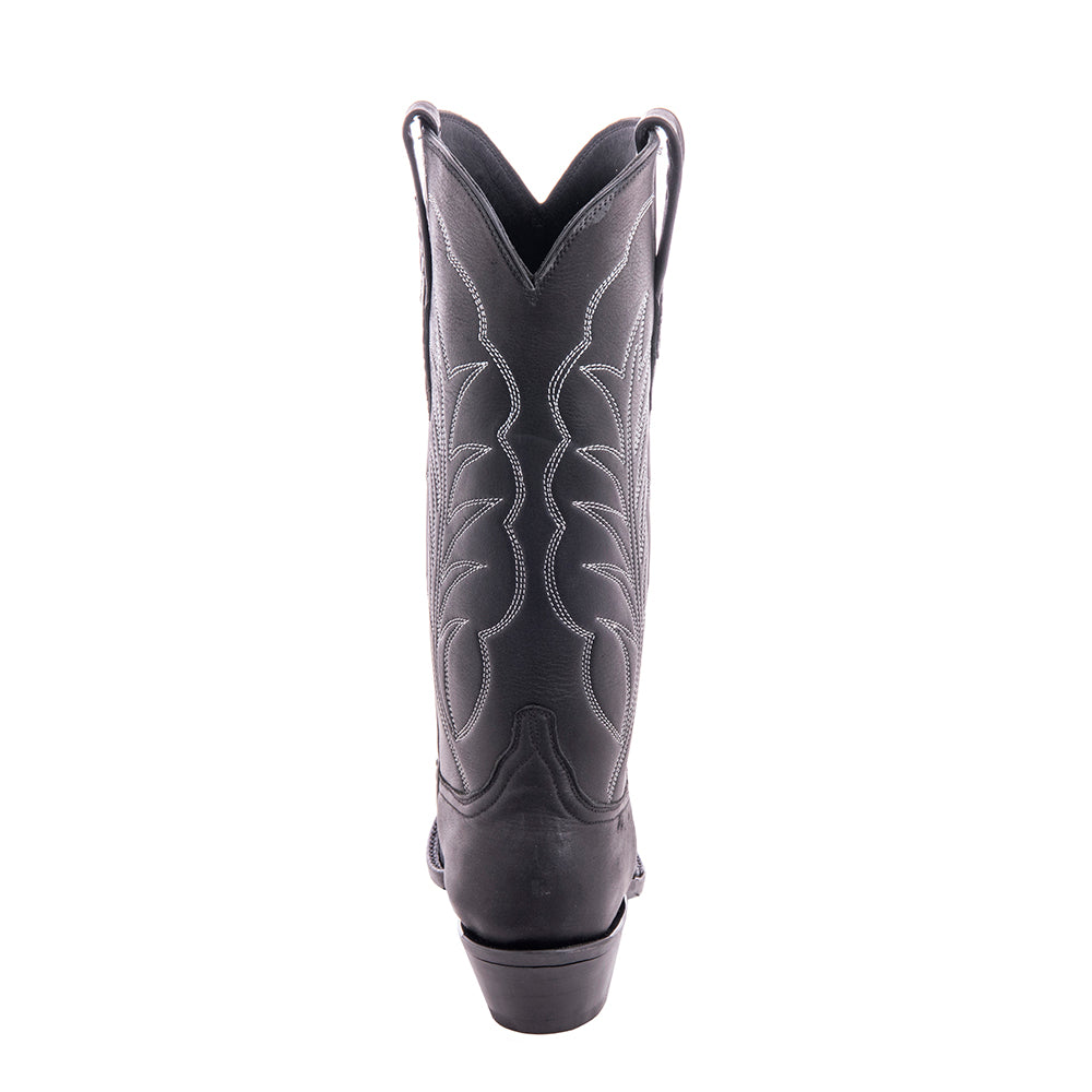 Ladies 13" Black Aniline White Winn Cowboy Boot