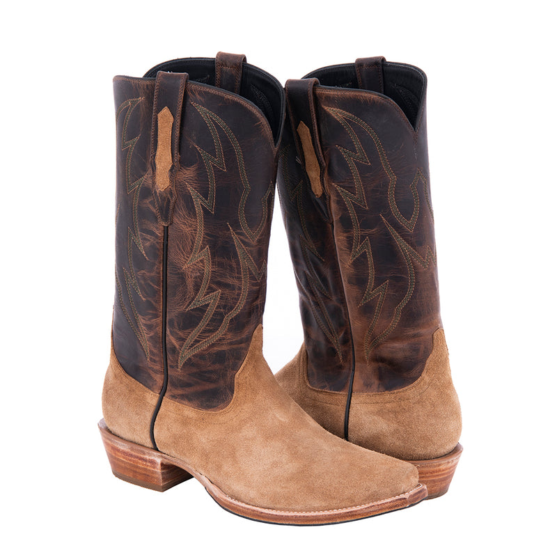 Men's 13" Dunn Boar Canella Goat Crown Stitch Cowboy Boot with Mini Vibram Sole