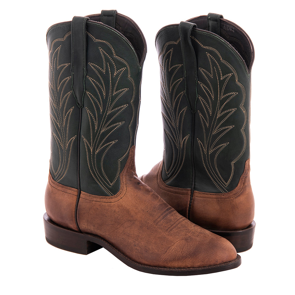 Men's Canella Goat Renaissance Green Winn Roper Boot with Winn Stitch