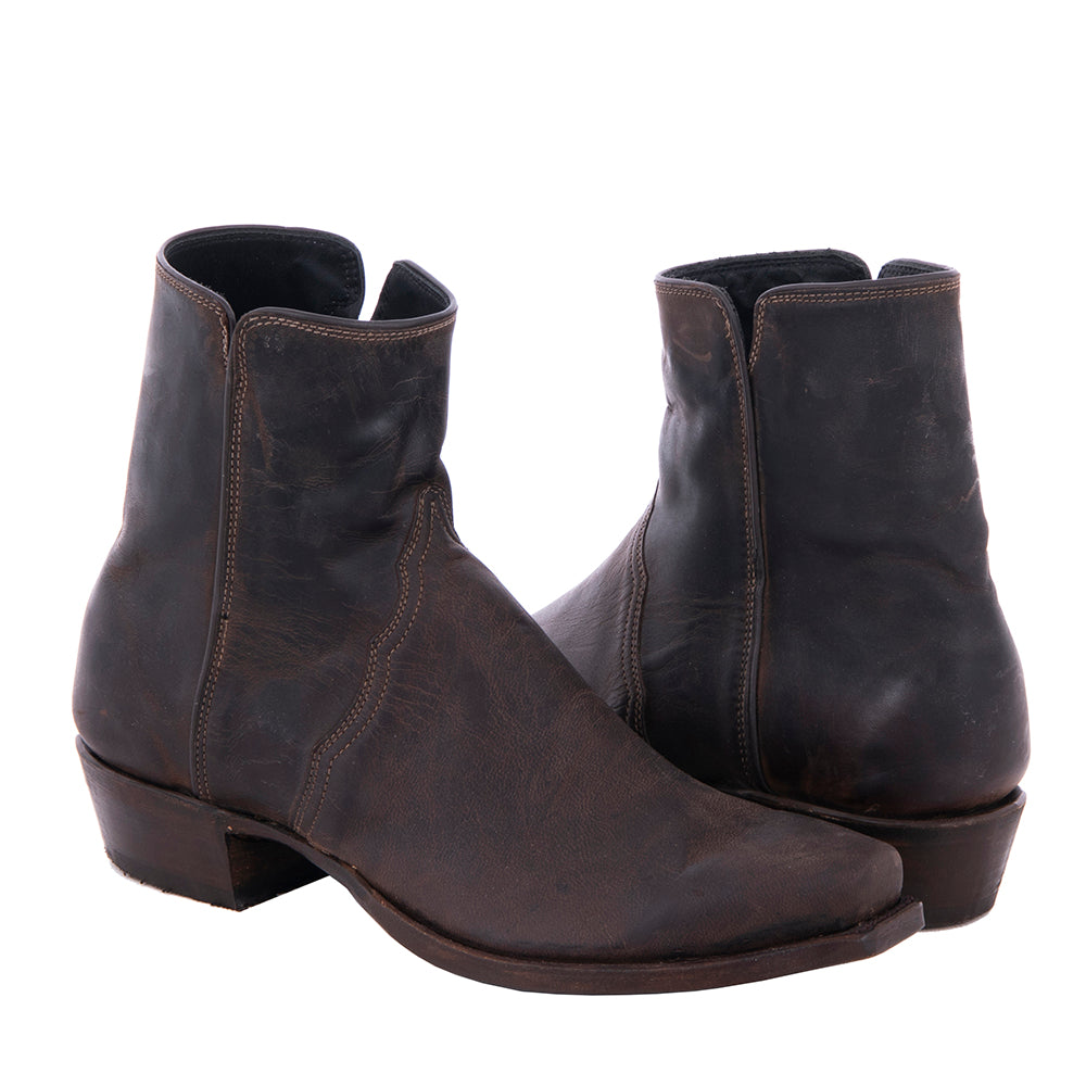 Men's Short Zip Tobac Goat Boot with Mini Vibram Sole