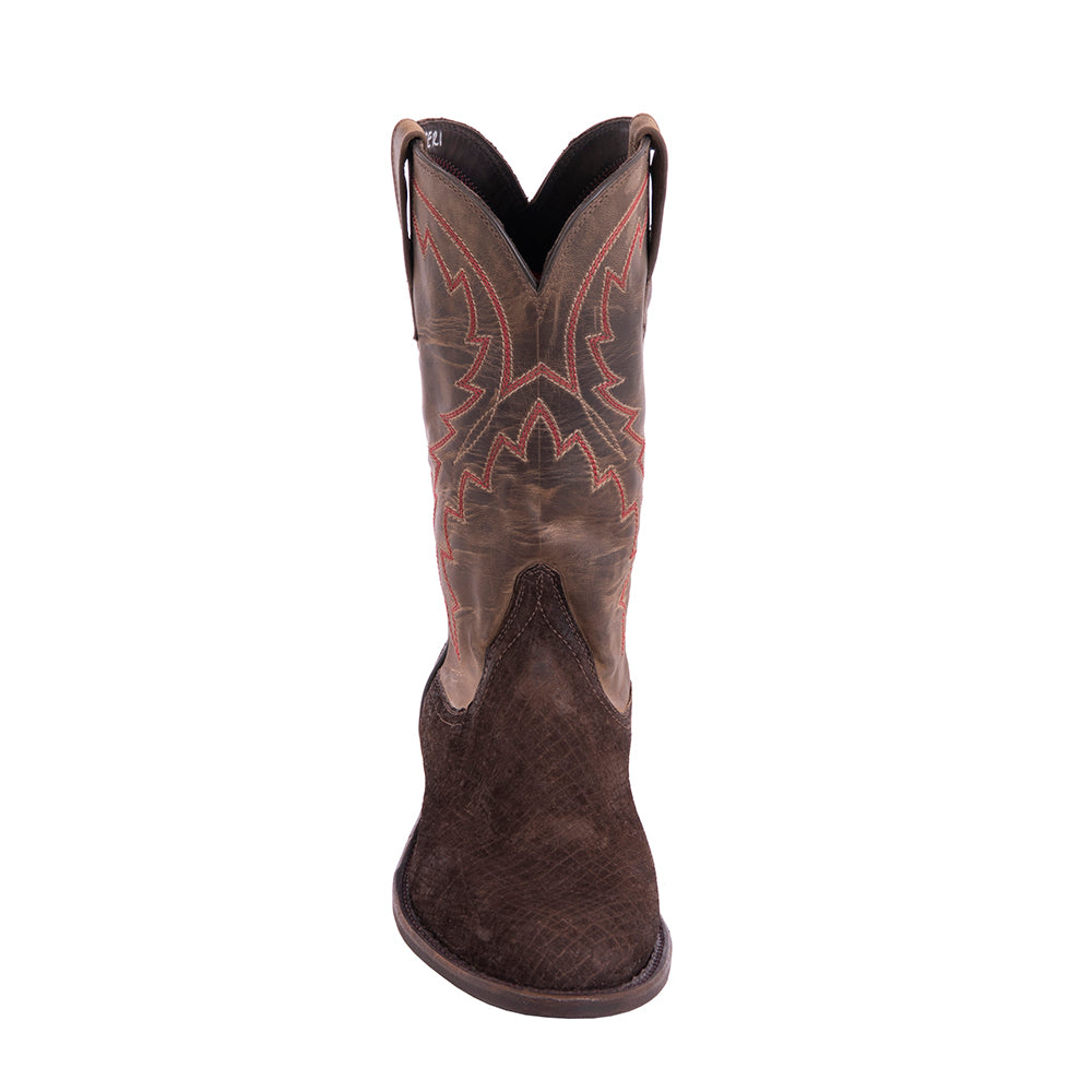 Men's 12" Chocolate Hippo Red Stitch Roper Boot