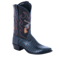 Men's Navy Crocodile and Crossed Pistol Cowboy Boots