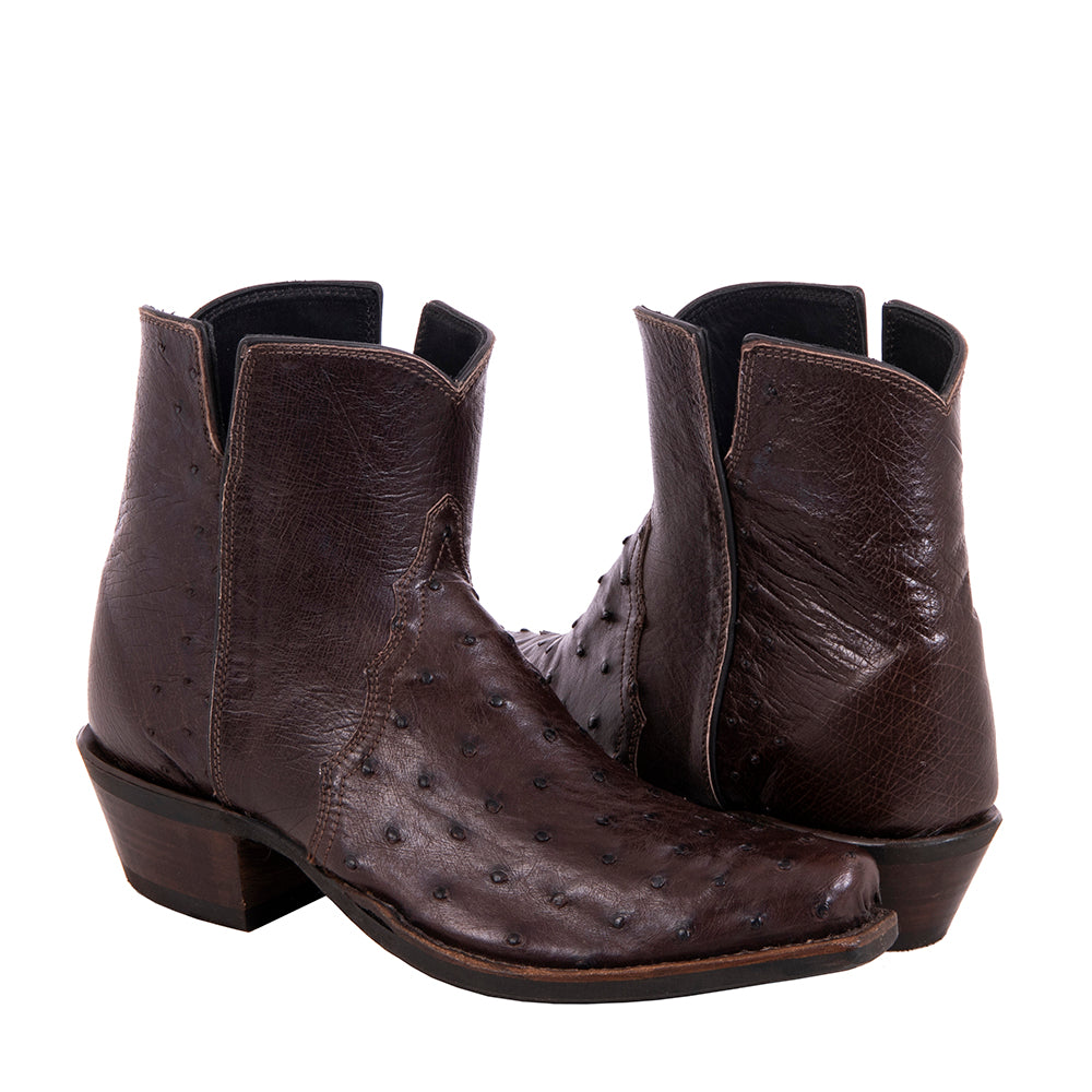 Ladies Short Nicotine Full Quill Ostrich Boot with Mini Vibram Sole