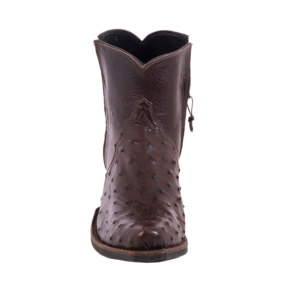 Ladies Short Nicotine Full Quill Ostrich Boot with Mini Vibram Sole