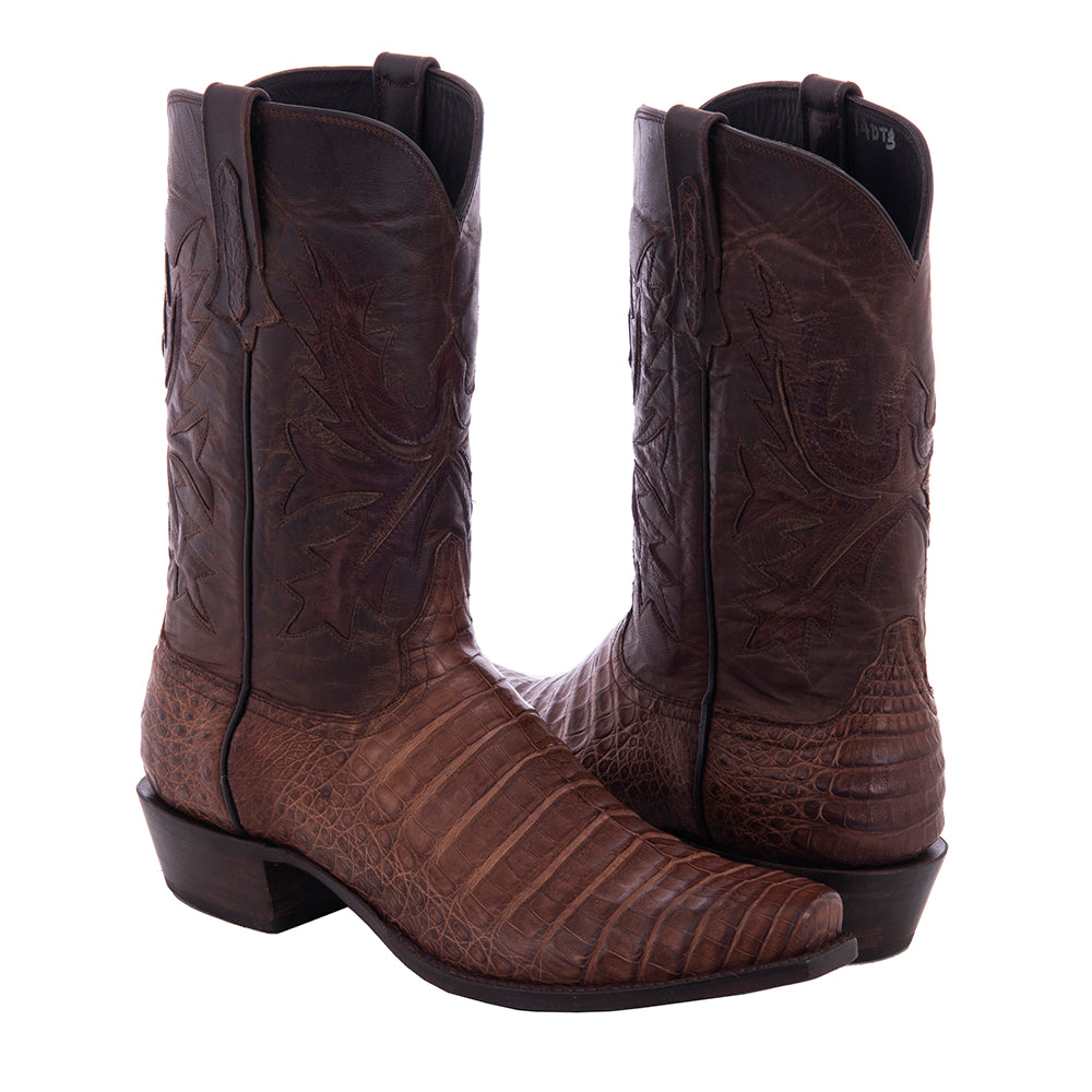 Men's 12" Cigar Caiman Canella Goat Fern Inlay Cowboy Boot