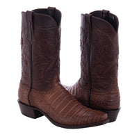 Men's 12" Cigar Caiman Canella Goat Fern Inlay Cowboy Boot