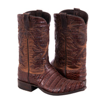 Men's 12" Cigar Caiman Canella Goat Fern Inlay Cowboy Boot with Mini Vibram