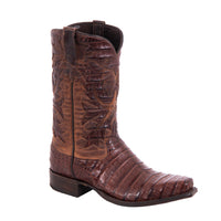 Men's Cigar Caiman and Canella Goat with Fern Inlay Cowboy Boot