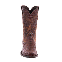 Men's Cigar Caiman and Canella Goat with Fern Inlay Cowboy Boot