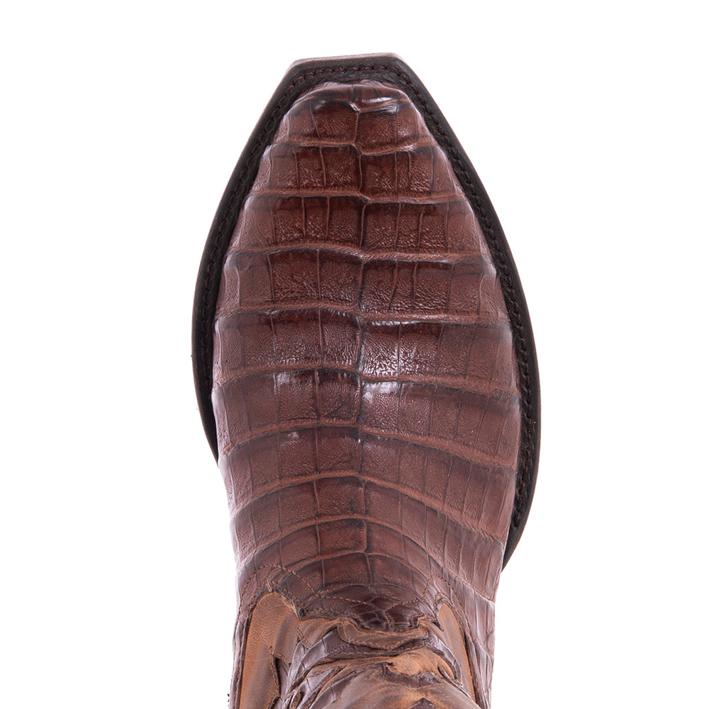 Men's Cigar Caiman and Canella Goat with Fern Inlay Cowboy Boot