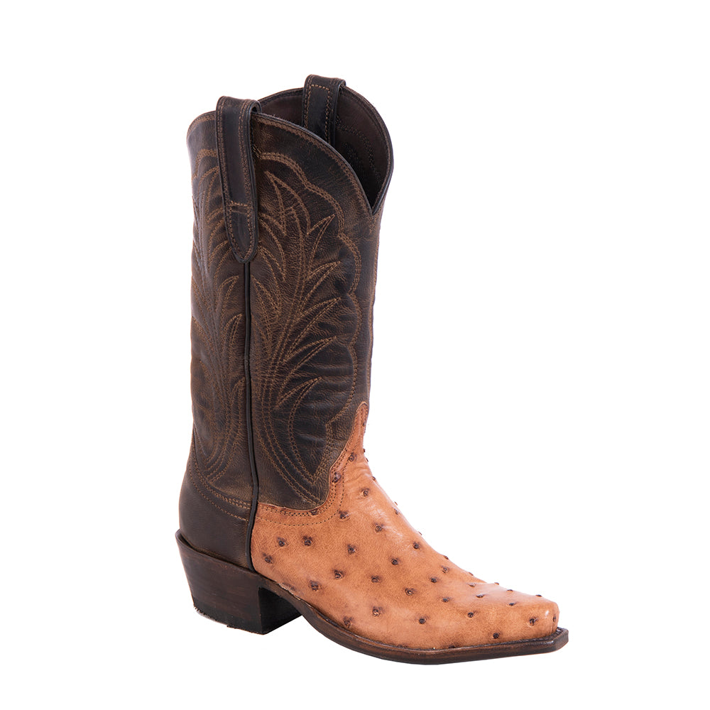 Ladies 12" Brandy Full Quill Ostrich, Canella Goat Cowboy Boots