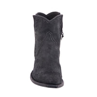 Ladies Black Break Goat Buckstitched Short Boots