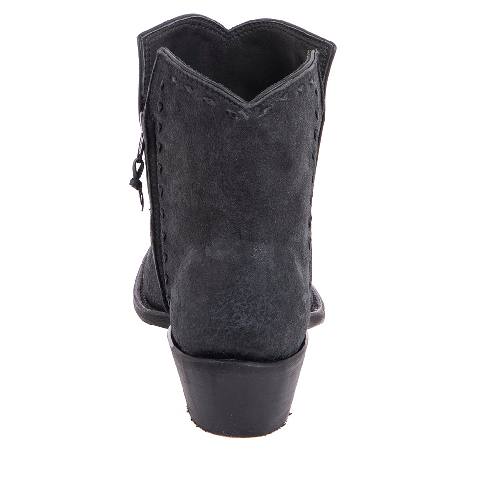 Ladies Black Break Goat Buckstitched Short Boots