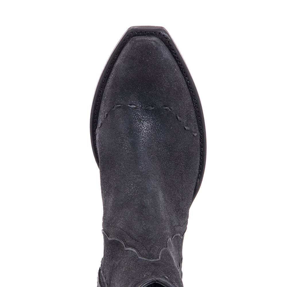 Ladies Black Break Goat Buckstitched Short Boots