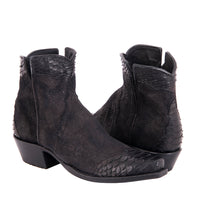 Ladies' Shorty Black Break Goat with Black Python Wingtip, Heel Fox & Collar