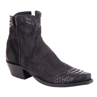 Ladies' Shorty Black Break Goat with Black Python Wingtip, Heel Fox & Collar