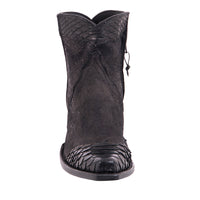 Ladies' Shorty Black Break Goat with Black Python Wingtip, Heel Fox & Collar