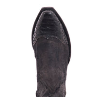 Ladies' Shorty Black Break Goat with Black Python Wingtip, Heel Fox & Collar
