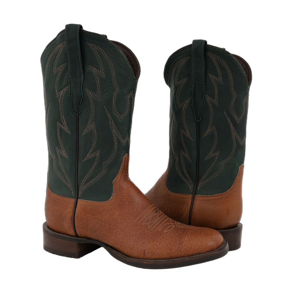 Men's Cowboy 12-2.5 Bourbon Bison/Green Renaisance crown stitch toe bug