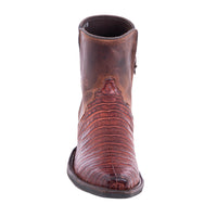 Men's Short Zip Raisin Belly Croc Canella Goat Boot with Mini Vibram Sole